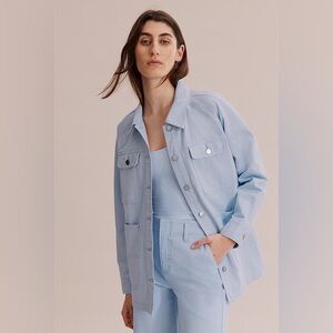 Country Road Cotton Patch Pocket Denim Shacket - Powder Blue